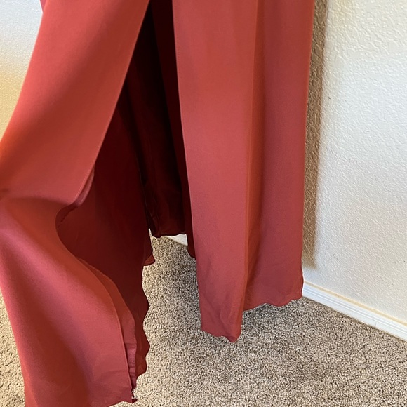 David’s Bridal | Cinnamon Chiffon High-Neck A-Line Dress - Picture 8 of 11